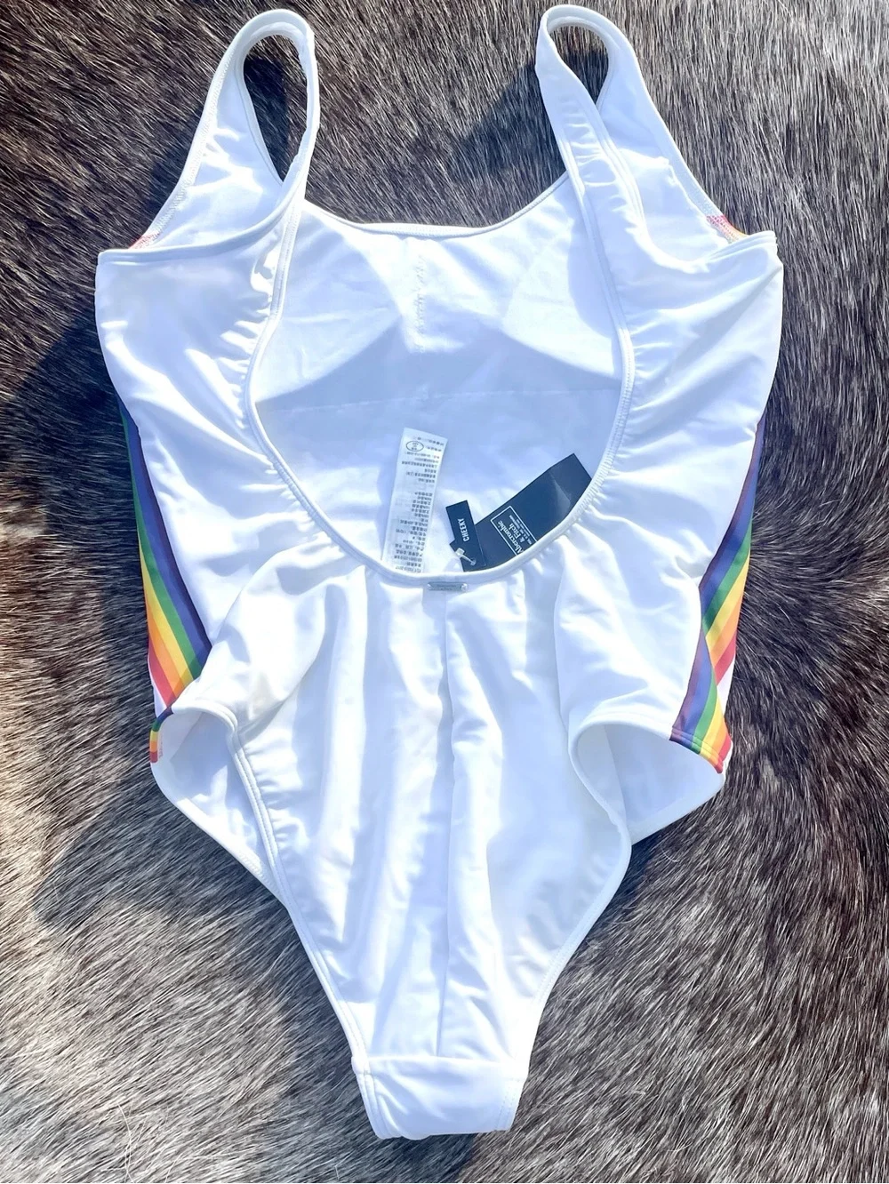 Abercrombie &‎ Fitch Cheeky Rainbow Stripe One Piece Swimsuit M NWT